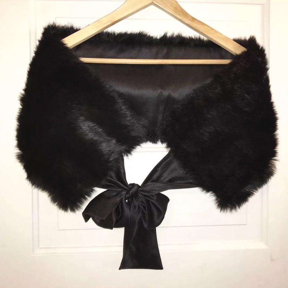 Flawless Real Black Rabbit Fur Wrap Shawl Scarf